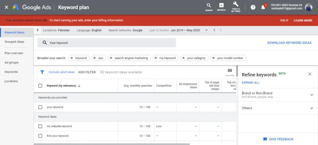 Google Keyword Planner