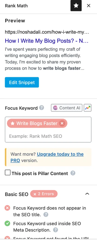 RankMath SEO Checklist